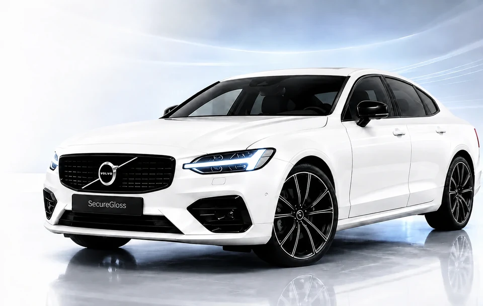 Białe Volvo S90 z czarnymi felgami